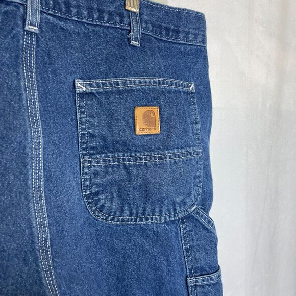 Men's 38 X 32 Carhartt Loose Fit 100% Cotton Blue Utility Jeansoo - Picture 4 of 5